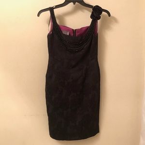 Muse LBD Paisley Beaded Black Dress SZ 2